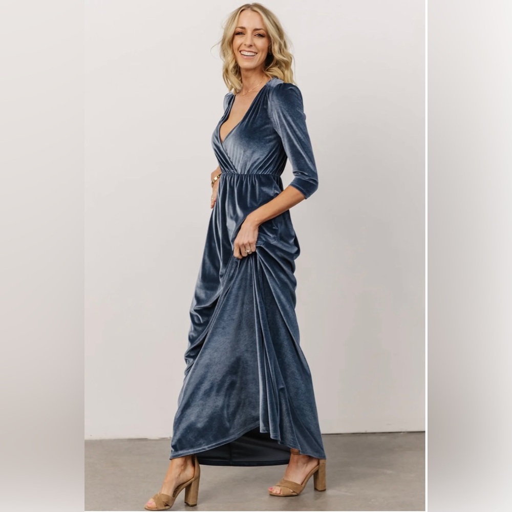 Baltic Born Blue Velvet Maxi Dress